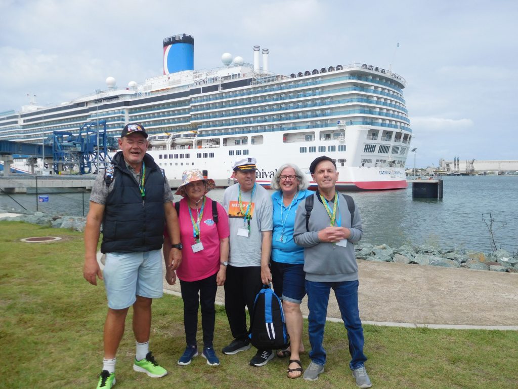 Leisure Options Tour Group getting ready to board the Carnival Luminosa, after some sightseeing in Brisbane.