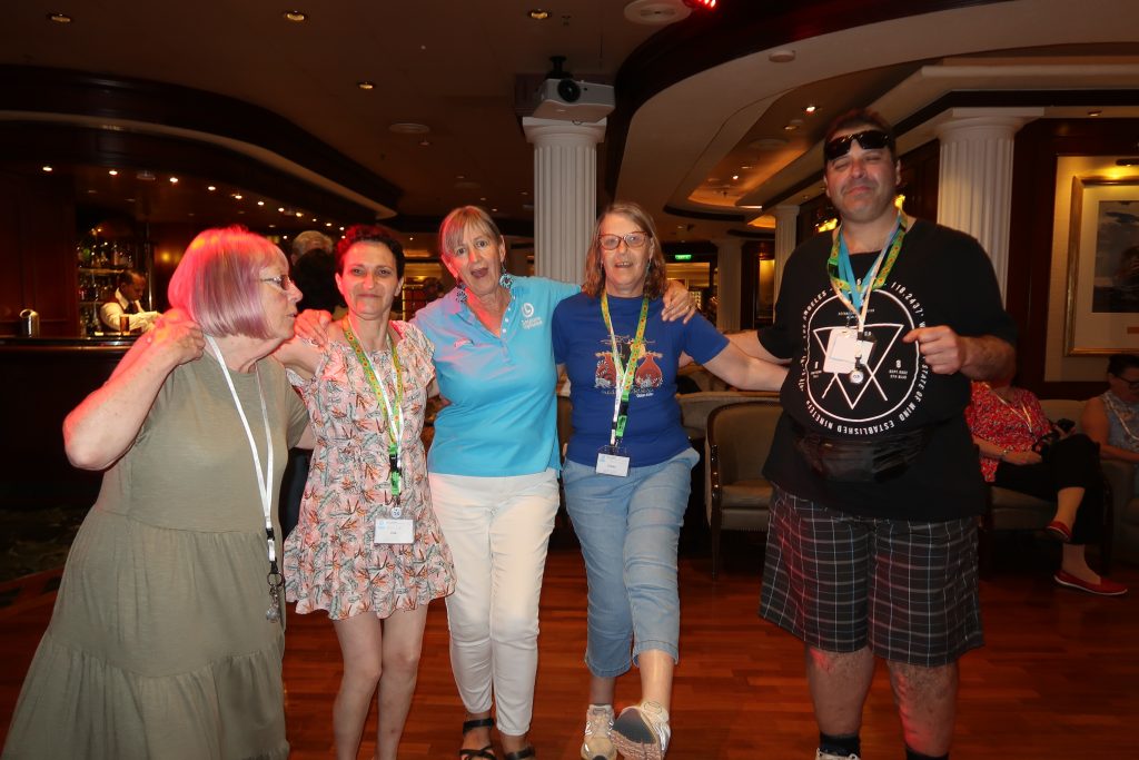 Leisure Options Tour Group dancing on board the Grand Princess cruise.